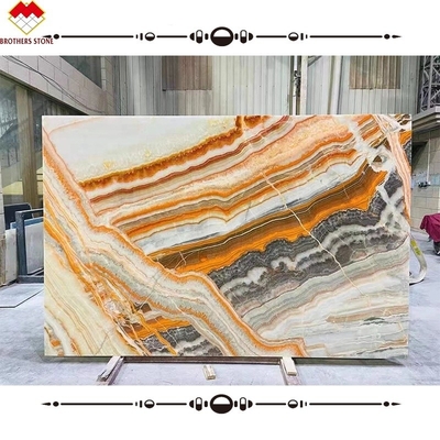 Big Slab Book Matched Multi colored Onyx Agate Stone for Inner Decoration Wall Cladding