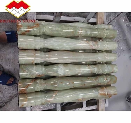 White and Green Onyx Marble Handrail for Staircase Modern Polished Balustrades Column
