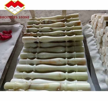 White and Green Onyx Marble Handrail for Staircase Modern Polished Balustrades Column