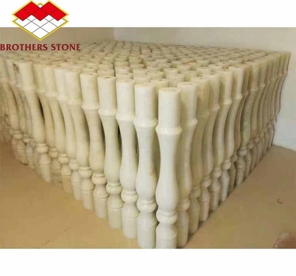 White and Green Onyx Marble Handrail for Staircase Modern Polished Balustrades Column
