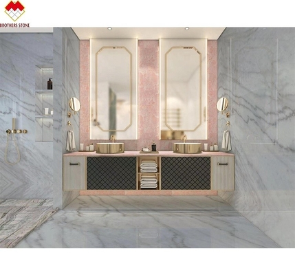 Big Slab Pink Onyx Stone Translucent Thin Rose Pink Jade Quartz for Villa Wall Floor