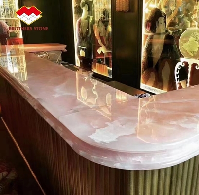 Big Slab Pink Onyx Stone Translucent Thin Rose Pink Jade Quartz for Villa Wall Floor