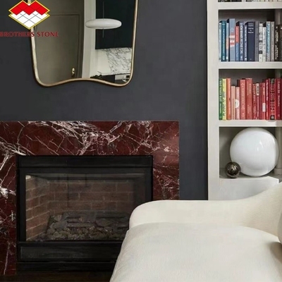 Indoor Stone Mantle for Modern Violet Marble Fireplace Surround in Luxury Living Room