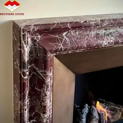 Indoor Stone Mantle for Modern Violet Marble Fireplace Surround in Luxury Living Room