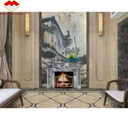 Indoor Fragrant Snow Plum Fireplace Surround in Arched French Style Stone for York Homes