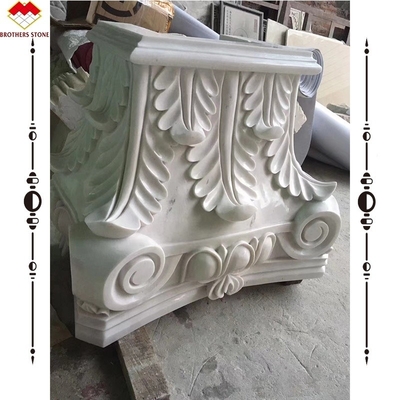 Hand Carved Beige Marble Column Capital for Garden Roman Pillars Square Column