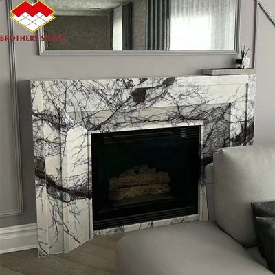 Indoor Fragrant Snow Plum Fireplace Surround in Arched French Style Stone for York Homes