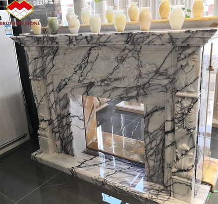 Indoor Fragrant Snow Plum Fireplace Surround in Arched French Style Stone for York Homes