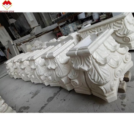 Hand Carved Beige Marble Column Capital for Garden Roman Pillars Square Column