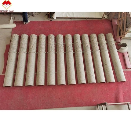 Natural Stone Relief Column for Outdoor Hollow Pillar Design in Hotel Decoration