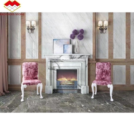 Indoor Fragrant Snow Plum Fireplace Surround in Arched French Style Stone for York Homes