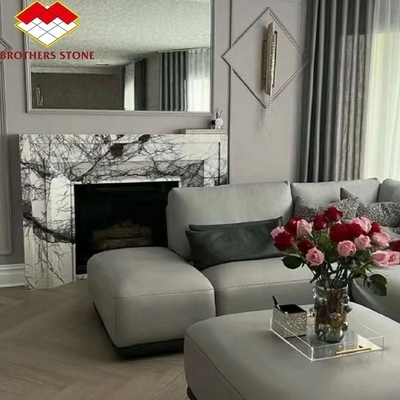 Indoor Fragrant Snow Plum Fireplace Surround in Arched French Style Stone for York Homes