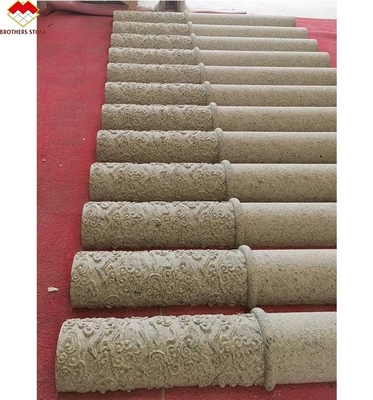 Natural Stone Relief Column for Outdoor Hollow Pillar Design in Hotel Decoration