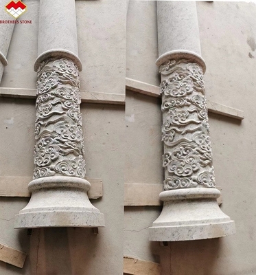 Natural Stone Relief Column for Outdoor Hollow Pillar Design in Hotel Decoration