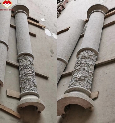 Natural Stone Relief Column for Outdoor Hollow Pillar Design in Hotel Decoration