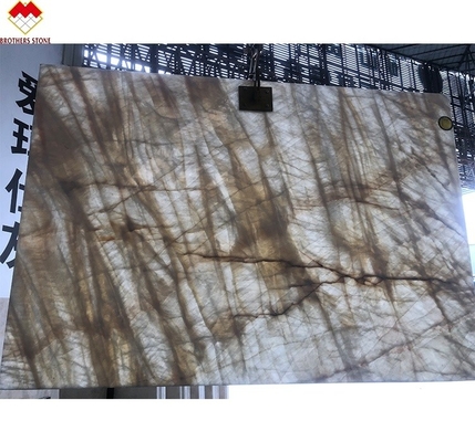 Backlit White Onyx Tile for Wall and Floor Translucent Crystal White Marble Big Slab