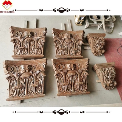 Hotel Beige Cream Marble Roman Corinthian Capital Stone Column Bracket Carving Corbels