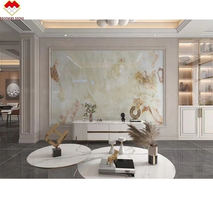 Translucent White Onyx Marble Big Slab Backlit Red/Gold Veins for Hotel Decoration