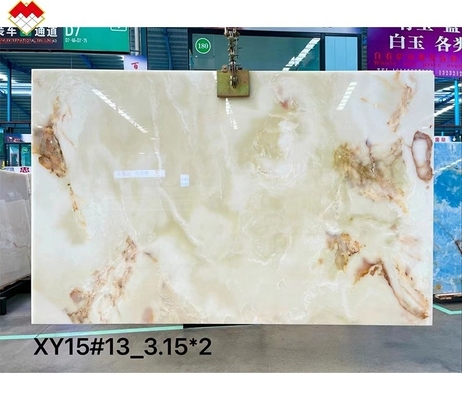 Translucent White Onyx Marble Big Slab Backlit Red/Gold Veins for Hotel Decoration