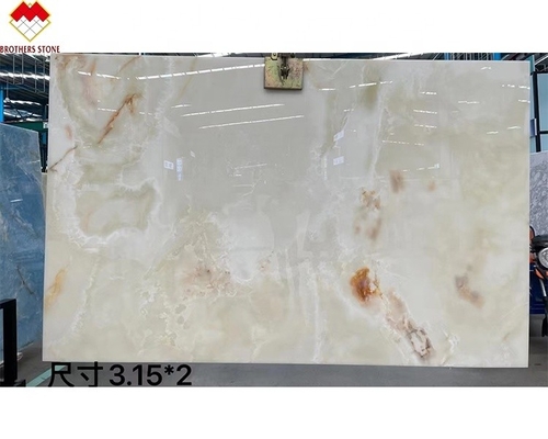 Translucent White Onyx Marble Big Slab Backlit Red/Gold Veins for Hotel Decoration