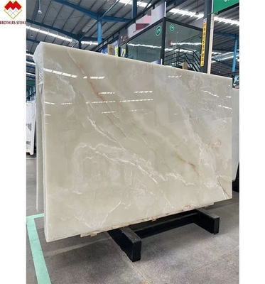 Backlit Royal White Onyx Marble Slab for Customizable Table Countertop and Wall Panel