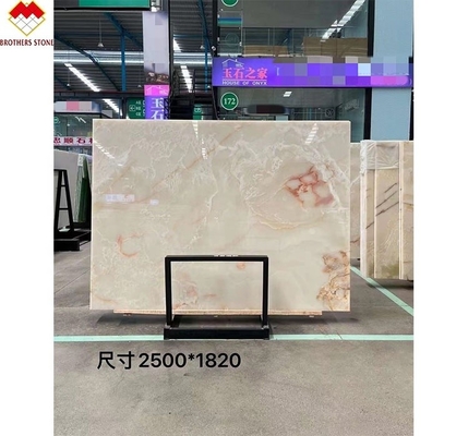 Backlit Royal White Onyx Marble Slab for Customizable Table Countertop and Wall Panel