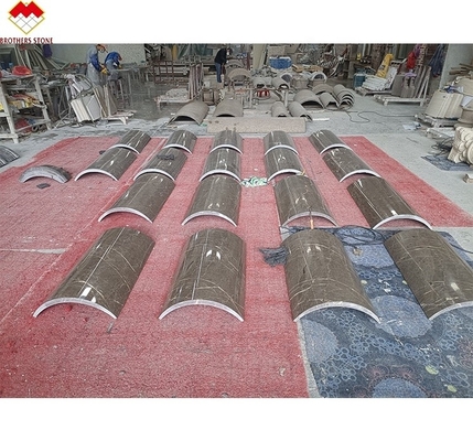 Modern Design Customized Grey Marble Column Cladding Arc Hollow Marble Pillar Design