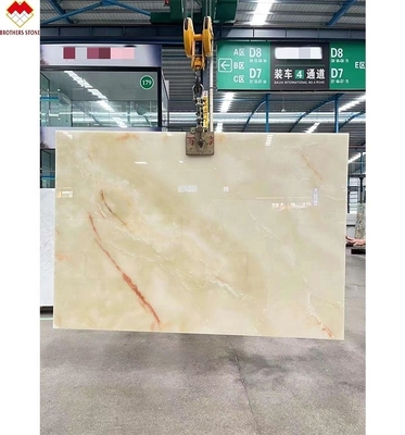Backlit Royal White Onyx Marble Slab for Customizable Table Countertop and Wall Panel