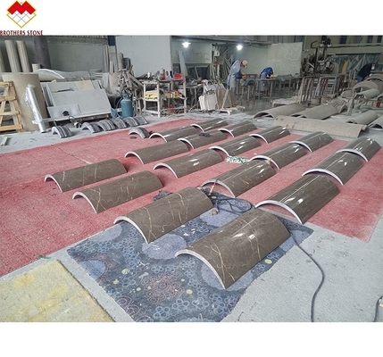 Modern Design Customized Grey Marble Column Cladding Arc Hollow Marble Pillar Design