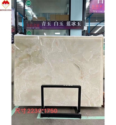 Backlit Royal White Onyx Marble Slab for Customizable Table Countertop and Wall Panel