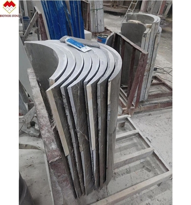 Modern Design Customized Grey Marble Column Cladding Arc Hollow Marble Pillar Design