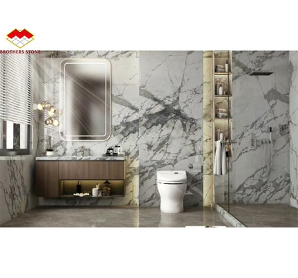 Polished Arabescato White Italian Marble Slab for Modern Wall and Round Dining Table