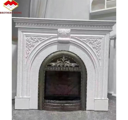 Villa Living Room Fireplace Surrounds Modern Indoor Marble Stone Fireplaces Customized