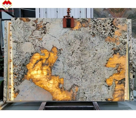Polished Backlit Patagonia Pandora Quartzite Veneer Slab Stone Form Big Slab for Golden
