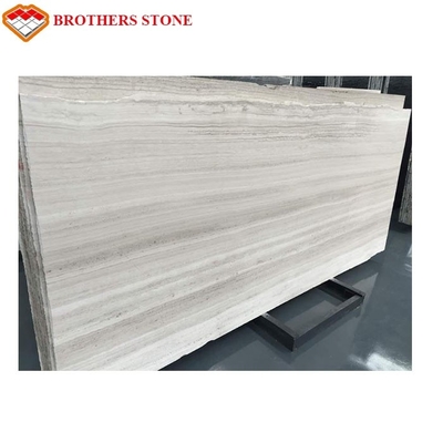 Polished White Wooden Marble Slab Chinese Serpeggiante White Marble