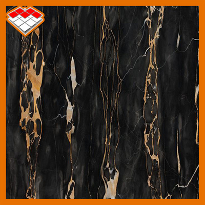 Cut To Size Black Portoro Italian Marble With Gold Vein For Bathroom Countertop