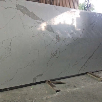 Fish Belly White Artificial Quartz Stone With Flat / Eased Edge