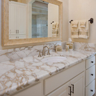 G682 Granite Natural Stone Countertops , Granite Bathroom Countertop With Single Ceramic Wash Basin