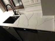 White Quartz Kitchen Worktops , Quartz Stone Countertops Customized Size