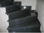 Living Room Stairs Flamed Granite Stone , Polished Mongolia Black Granite