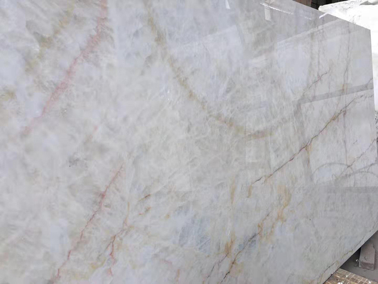 OEM White Onyx Marble With Khaki Brown Veins Tiles Slab / Countertop Marble Slab