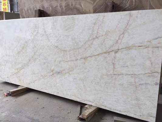 OEM White Onyx Marble With Khaki Brown Veins Tiles Slab / Countertop Marble Slab