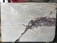 Disorderly Lines Hoar Stone Slab Tiles Wall Floor White Marble With Gray Vein