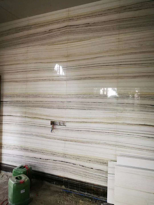 Stripes Marble Stone Slab Light Yellow Grey Brown Wood Vein Snow Vietnam Crystal White