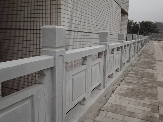 outdoor White Marble Staircase Railing Balustrade , External Stair Balustrade