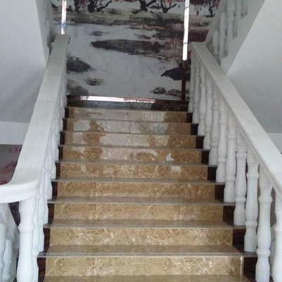 outdoor White Marble Staircase Railing Balustrade , External Stair Balustrade