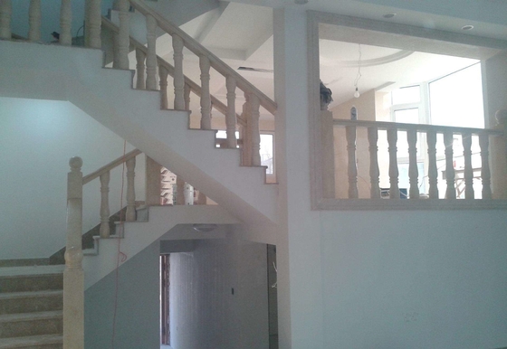 outdoor White Marble Staircase Railing Balustrade , External Stair Balustrade