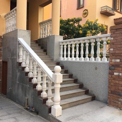 outdoor White Marble Staircase Railing Balustrade , External Stair Balustrade