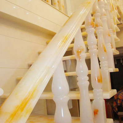 outdoor White Marble Staircase Railing Balustrade , External Stair Balustrade