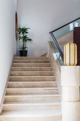 outdoor White Marble Staircase Railing Balustrade , External Stair Balustrade